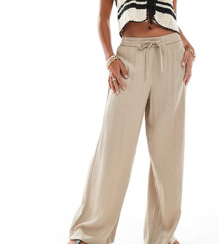 Pantalon large plissé épais effet satiné - Beige - Vila Petite - Modalova