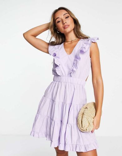 Robe courte nouée au dos à volants - Lilas - Vila - Modalova