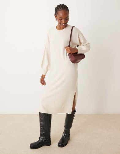 Robe pull longue à surpiqûres - Crème - Vila - Modalova