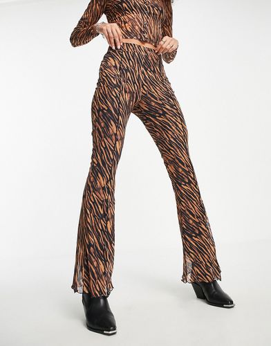 Pantalon large d'ensemble en tulle à imprimé tigré - Violet Romance - Modalova