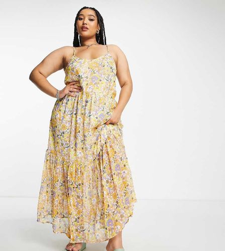 Violet Romance Plus - Robe trapèze mi-longue à imprimé fleurs - Violet Romance Curve - Modalova