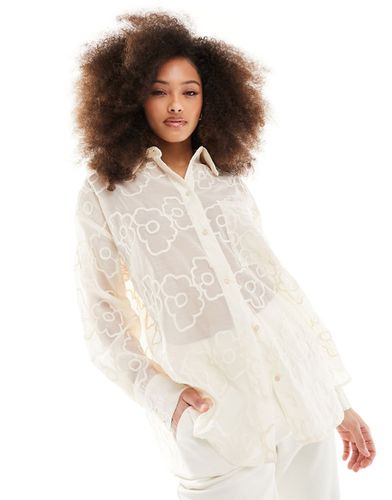 Chemise oversize à fleurs texturées - Crème - Y.a.s - Modalova