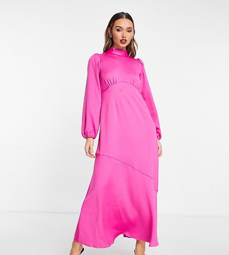 Exclusivité - Robe longue en satin à col montant - vif - Y.a.s - Modalova