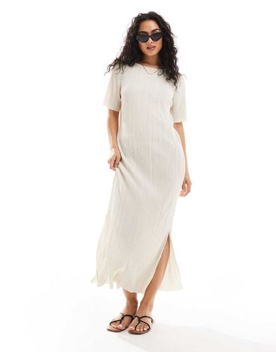 Y.A.S - Robe t-shirt longue et plissée - Crème - Yas - Modalova