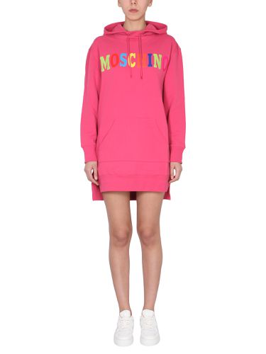 Dress with multicolor flocked logo - moschino - Modalova