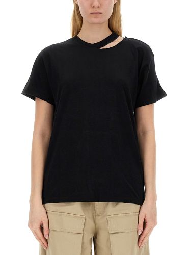 T-shirt with cut out detail - mm6 maison margiela - Modalova