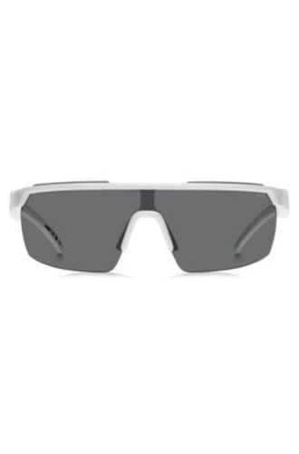 Lunettes de soleil blanches style masque avec branches à logo en 3D - HUGO - Modalova