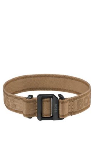 Bracelet tissé logoté couleur camel avec boucle ajustable - Boss - Modalova