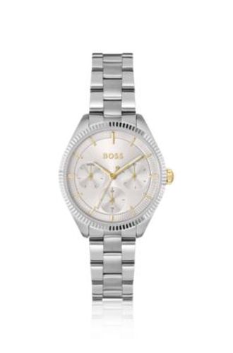 Montre argentée à lunette cannelée - Boss - Modalova