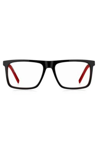 Monture optique en acétate avec détails rouges - HUGO - Modalova