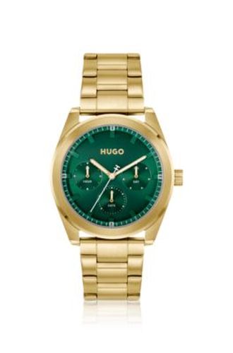 Montre dorée à cadran vert - HUGO - Modalova