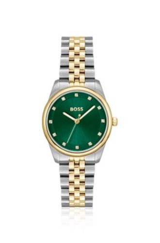 Montre avec cadran vert et bracelet bicolore - Boss - Modalova