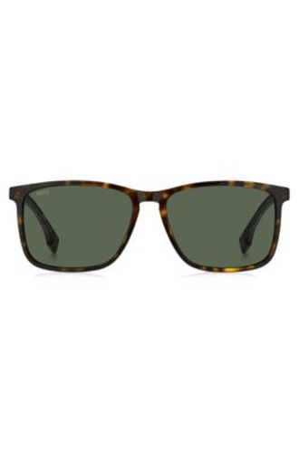 Lunettes de soleil en acétate Havana avec branches en gomme - Boss - Modalova