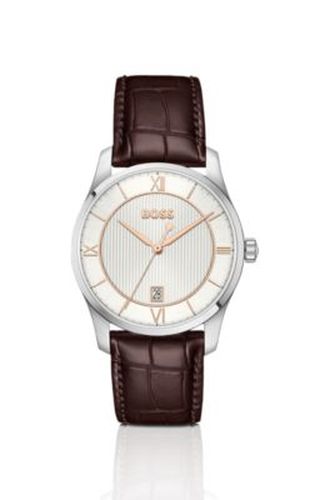 Principle Prestige montre à cadran blanc argenté texturé - Boss - Modalova