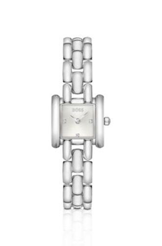 Montre en acier inoxydable carrée violette avec bracelet sculptural - Boss - Modalova
