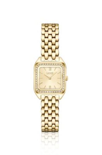Mae Petite montre dorée avec lunette sertie de cristaux - Boss - Modalova