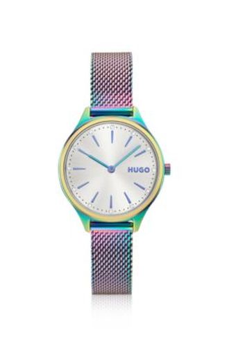 Glossy montre en acier irisé et index en cristaux - HUGO - Modalova