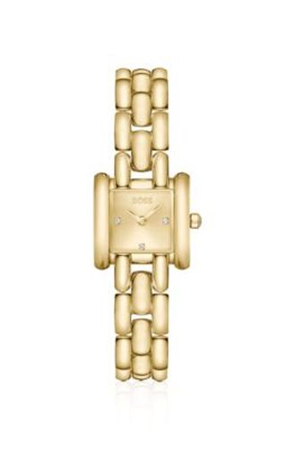 Montre dorée carrée violette avec bracelet au design sculptural - Boss - Modalova