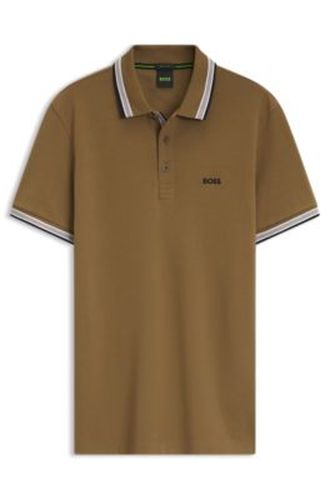 Polo en piqué de coton avec détails de logo - Boss - Modalova