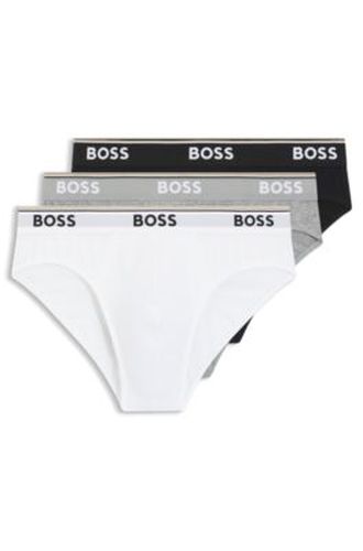Lot de trois slips en coton stretch avec logo à la taille - Boss - Modalova