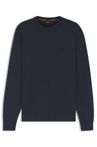 Pull en maille de coton à logo brodé - Boss - Modalova