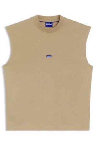 T-shirt sans manches en coton avec patch logo - HUGO - Modalova