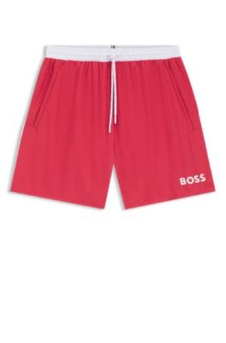 Short de bain à logo contrastant et liseré - Boss - Modalova