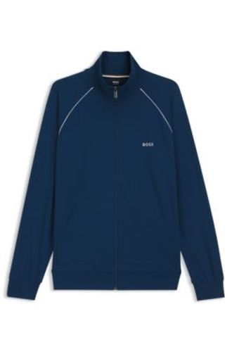 Veste zippée en coton stretch avec passepoils contrastants - Boss - Modalova