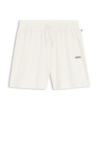 Short de pyjama en coton stretch avec cordons logotés - Boss - Modalova