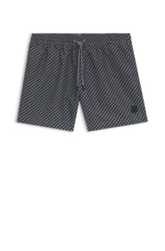 Short de bain à micro-imprimé et badge logoté - Boss - Modalova