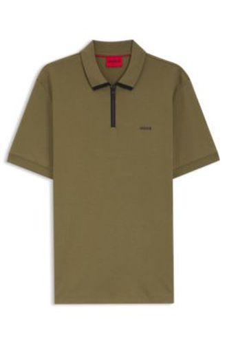 Polo en piqué de coton à encolure zippée - HUGO - Modalova