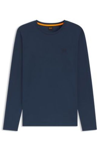T-shirt à manches longues en coton avec écusson à logo - Boss - Modalova