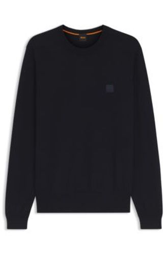 Pull en coton mélangé et cachemire avec patch logo - Boss - Modalova
