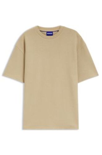T-shirt en jersey de coton avec patch logoté bleu - HUGO - Modalova
