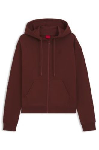 Sweat à capuche zippé en molleton de coton avec logo brodé revisité - HUGO - Modalova
