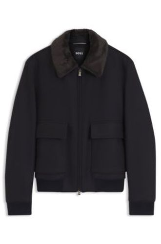 Veste aviateur Regular à col détachable en fourrure synthétique - Boss - Modalova