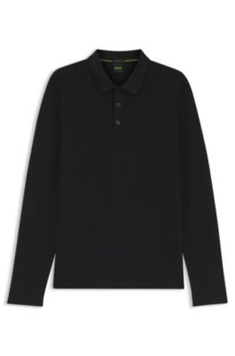 Polo à manches longues en piqué de coton - Boss - Modalova