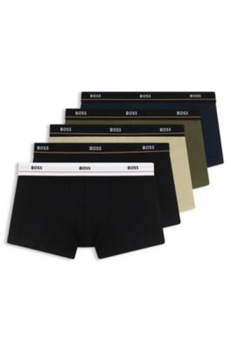 Lot de cinq boxers courts en coton stretch avec taille logotée - Boss - Modalova