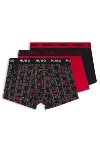 Lot de trois boxers courts en coton stretch avec taille logotée - HUGO - Modalova