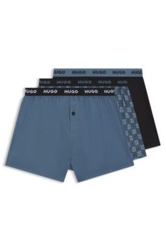 Lot de trois boxers en coton avec taille logotée - HUGO - Modalova