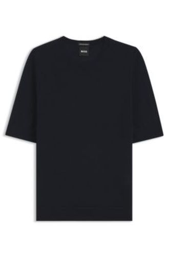 Pull Slim à manches courtes en laine mérinos extra fine - Boss - Modalova
