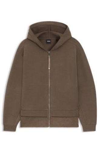 Sweat à capuche Regular zippé en mélange de matières - Boss - Modalova