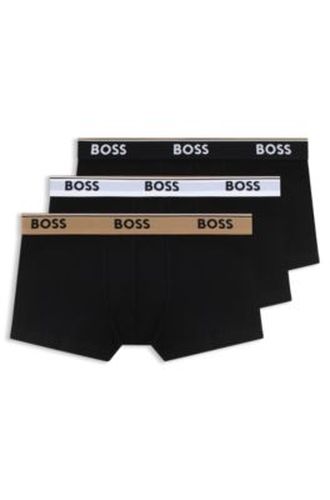Lot de trois boxers courts en coton stretch avec taille logotée - Boss - Modalova
