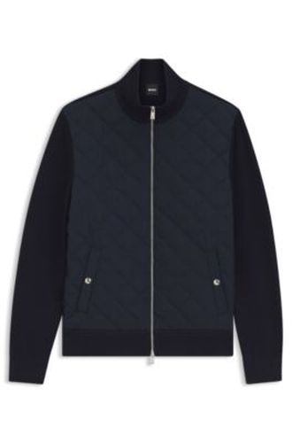 Veste en maille de laine avec devant matelassé - Boss - Modalova
