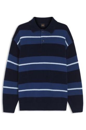 Polo en maille de coton mélangé à rayures larges - Boss - Modalova