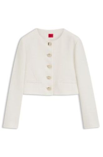 Veste Regular en maille bouclette en coton mélangé - HUGO - Modalova