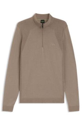 Pull en coton mélangé avec encolure zippée - Boss - Modalova
