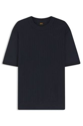 T-shirt en maille de coton et de lin - Boss - Modalova