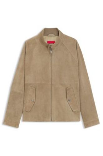 Veste Regular en cuir suédé - HUGO - Modalova