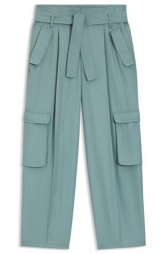 Pantalon coupe décontractée à taille haute plissée en twill fluide - Boss - Modalova